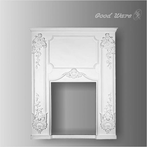 Antique decorative molding above fireplace