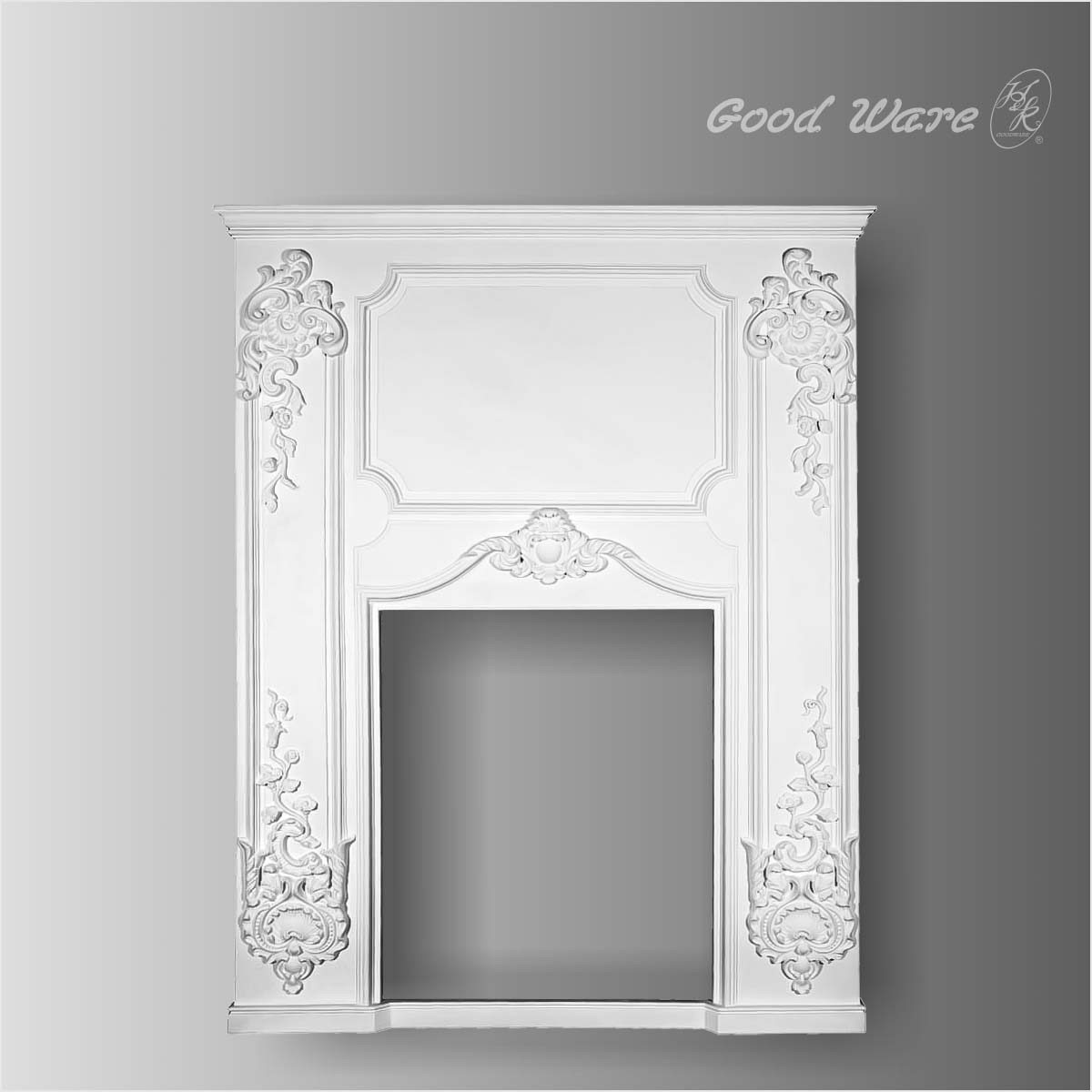 Antique decorative molding above fireplace