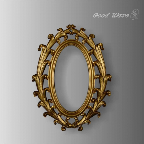 Polyurethane victorian round mirror gold frame