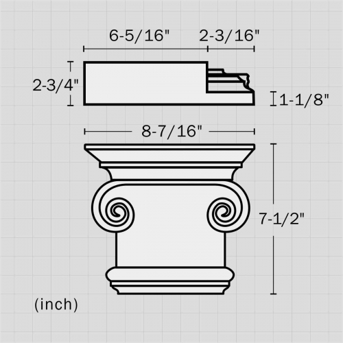 Polyurethane Ionic corner wall fireplace molding