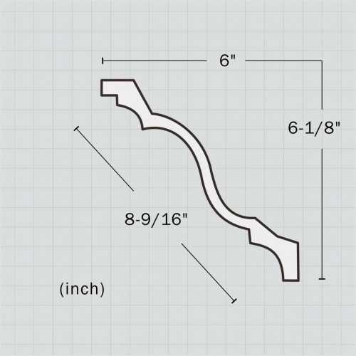 Polyurethane smooth 8 inch crown moulding