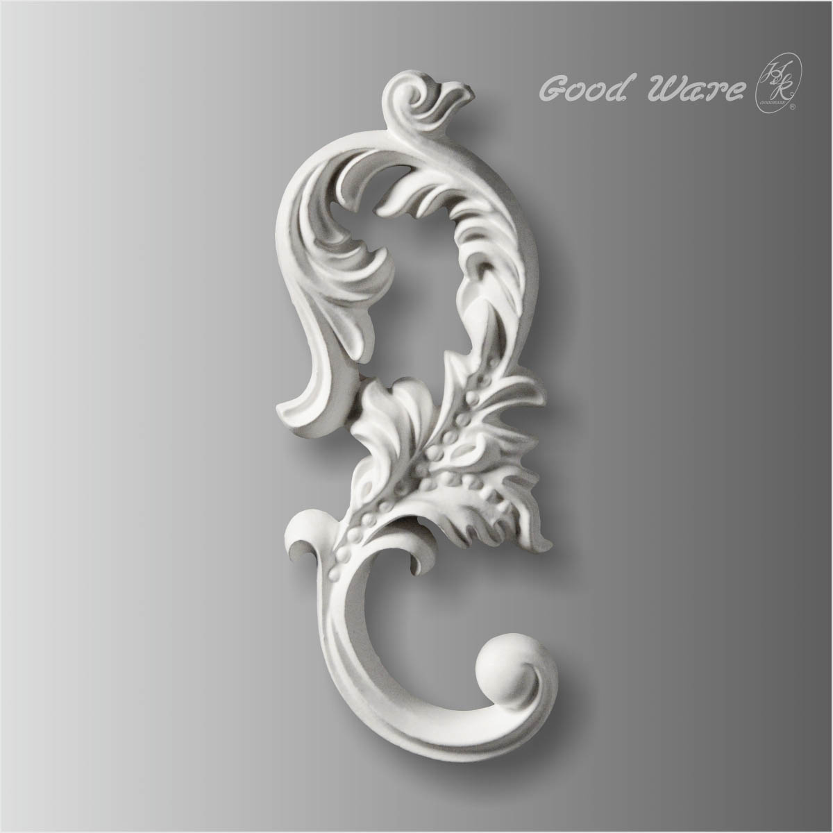 Polyurethane white scroll leaf appliques