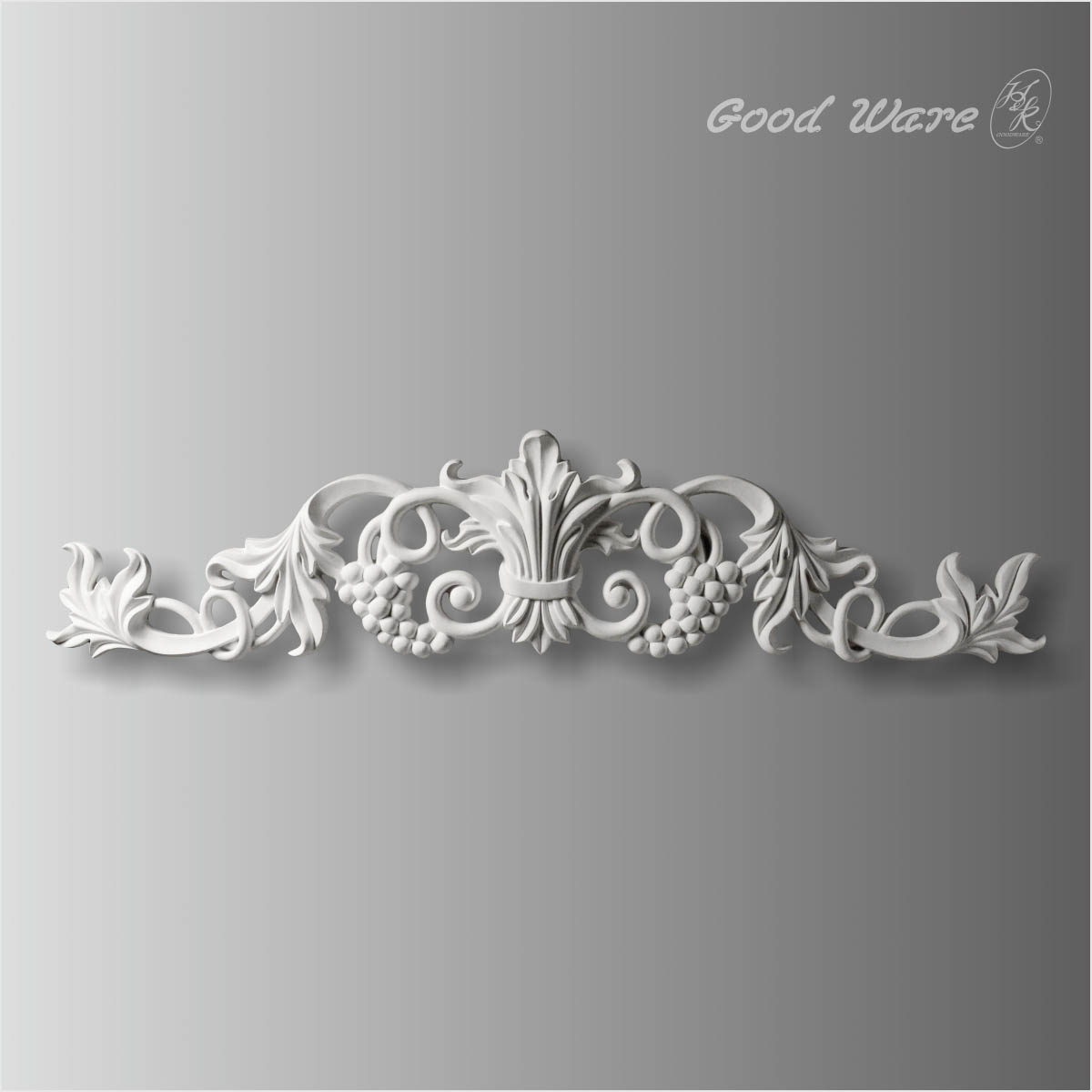 Floral and grape center with scroll leaf onlay