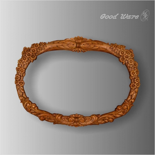 Polyurethane floral faux wood wall mirror frame
