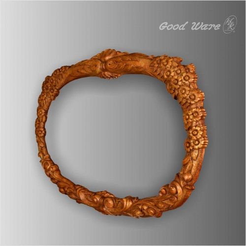 Polyurethane floral faux wood wall mirror frame