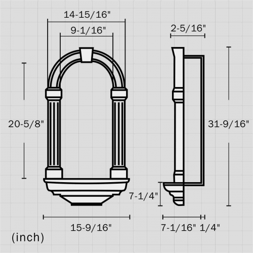 Polyurethane decorating recessed wall niches