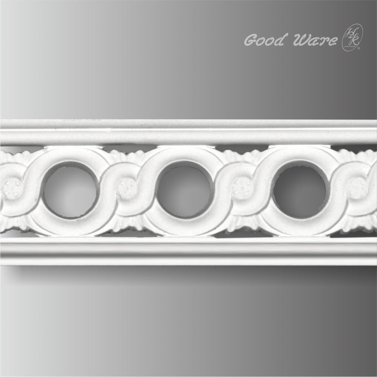 Pierced decorative chair rail trim and moldings